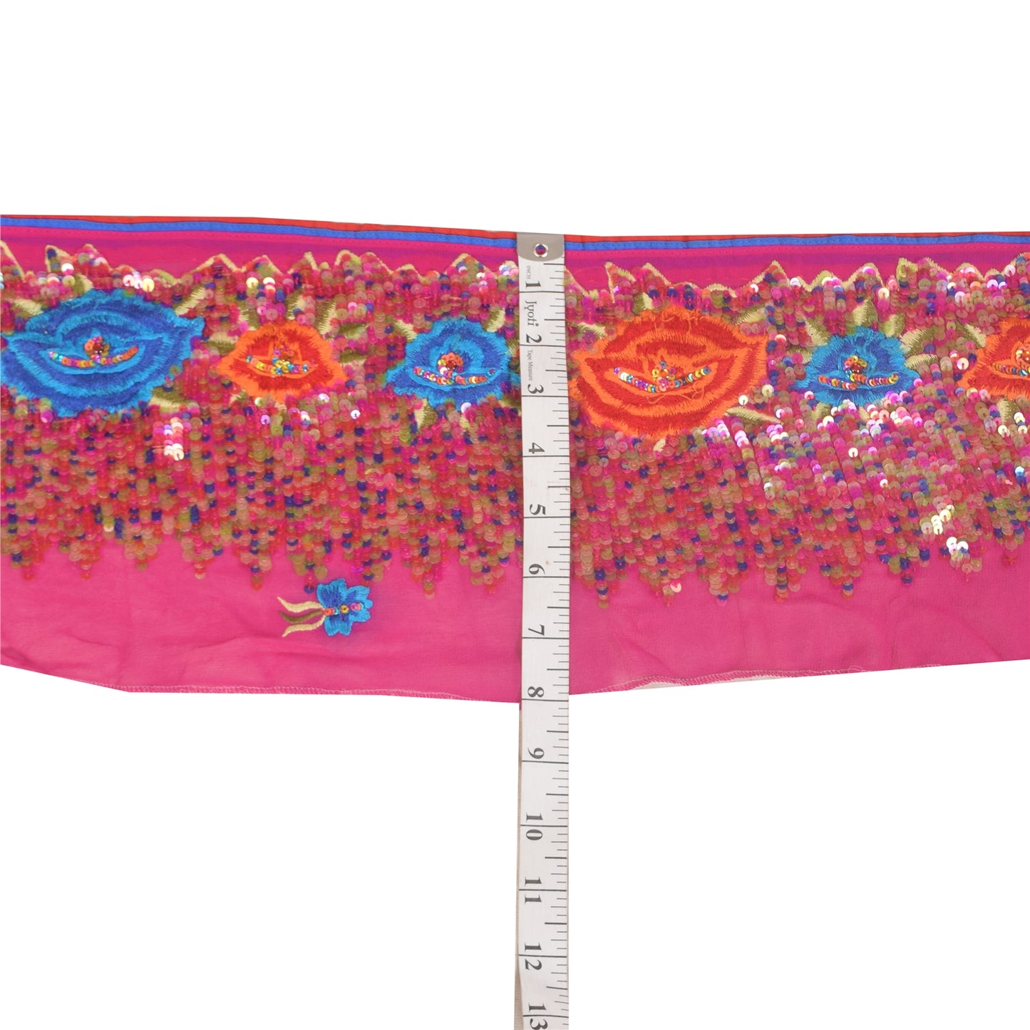 Sanskriti Vintage 1 YD Sari Border Embroidered Pure Silk Trim Sewing Pink Lace