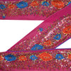 Sanskriti Vintage 1 YD Sari Border Embroidered Pure Silk Trim Sewing Pink Lace