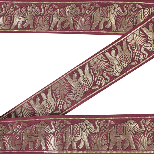 Sanskriti Vintage 1 YD Sari Border Hand Woven Trim Sewing Craft Red Decor Lace