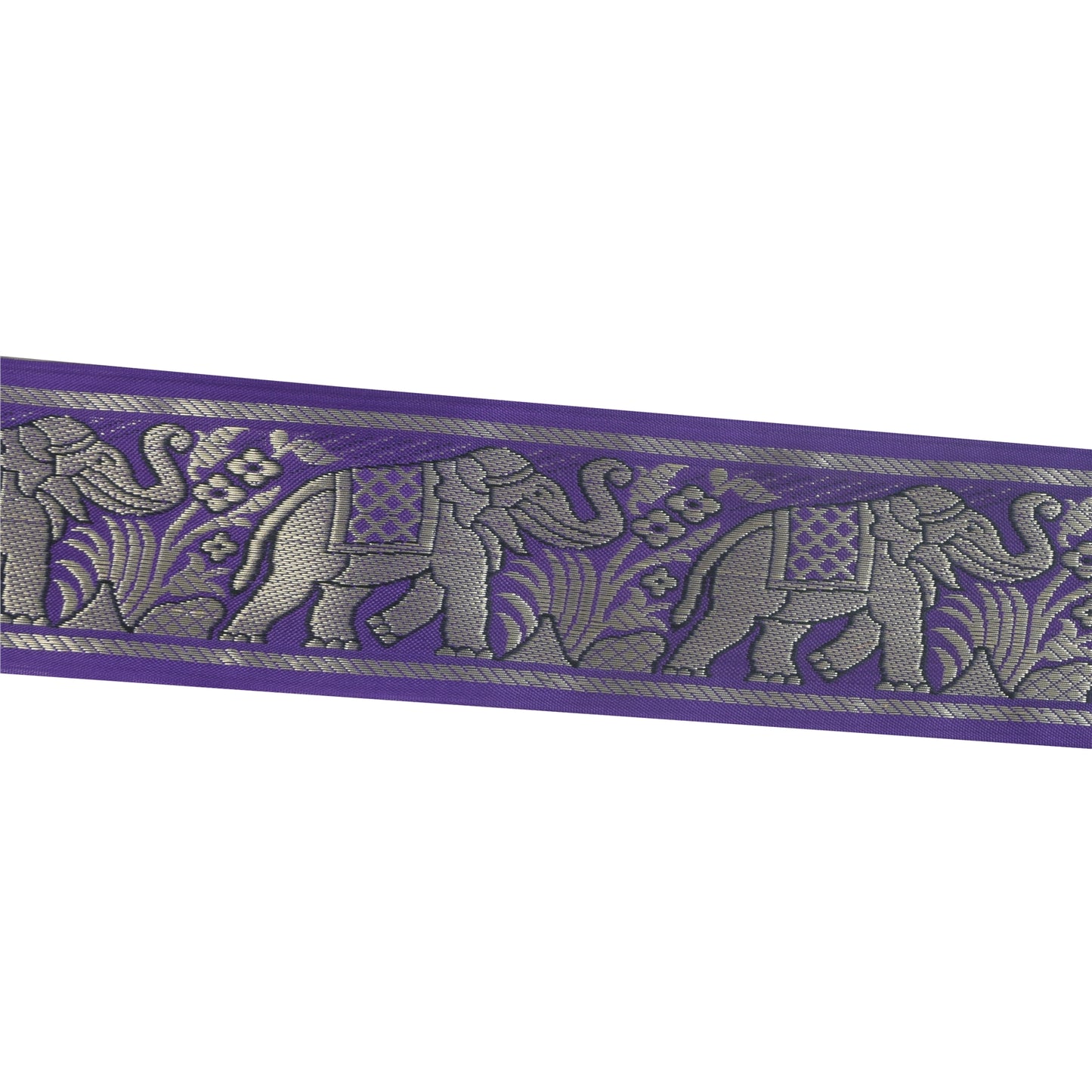 Sanskriti Vintage 1 YD Sari Border Elephant Hand Woven Purple Trim Sewing Lace