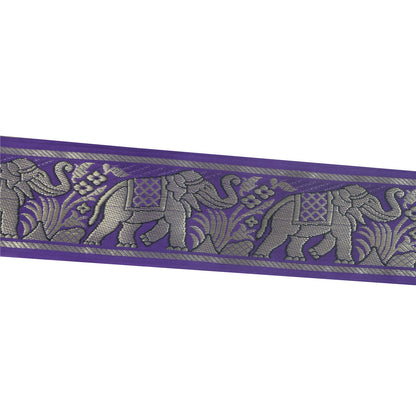 Sanskriti Vintage 1 YD Sari Border Elephant Hand Woven Purple Trim Sewing Lace