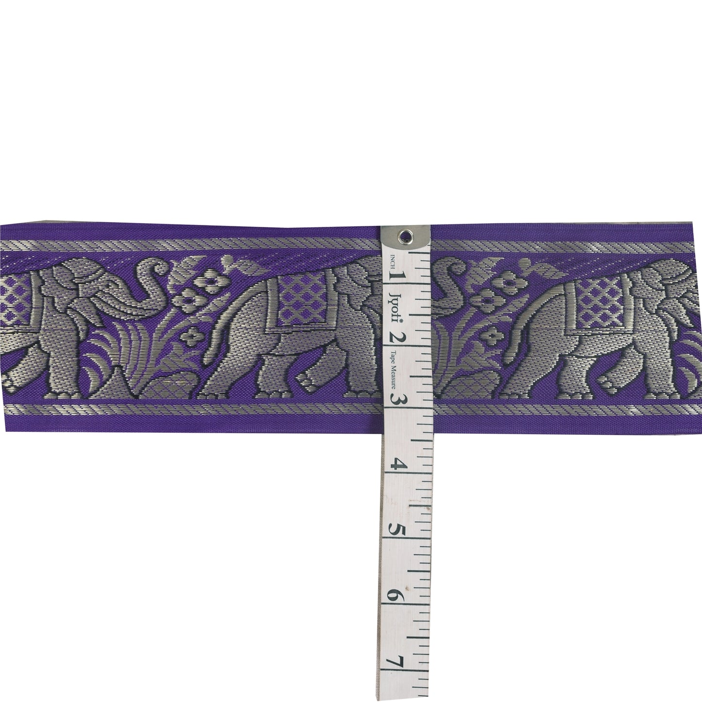 Sanskriti Vintage 1 YD Sari Border Elephant Hand Woven Purple Trim Sewing Lace