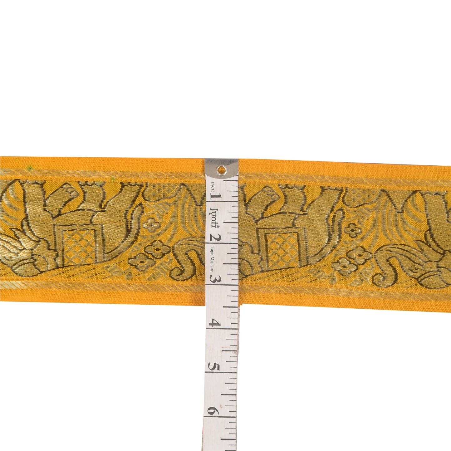 Sanskriti Vintage 1 Yard Sari Border Hand Woven Trim Sewing Craft Yellow Lace