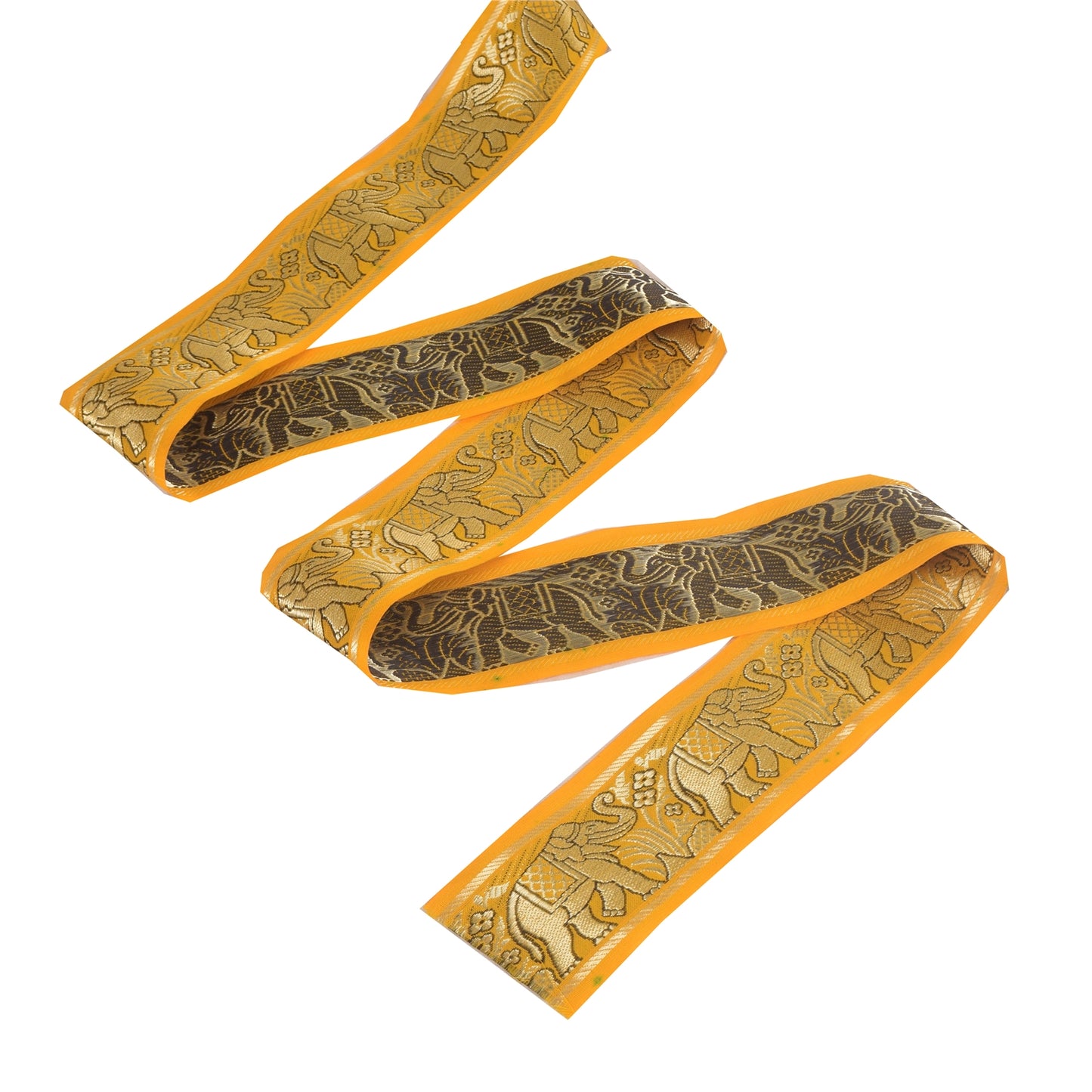 Sanskriti Vintage 1 Yard Sari Border Hand Woven Trim Sewing Craft Yellow Lace