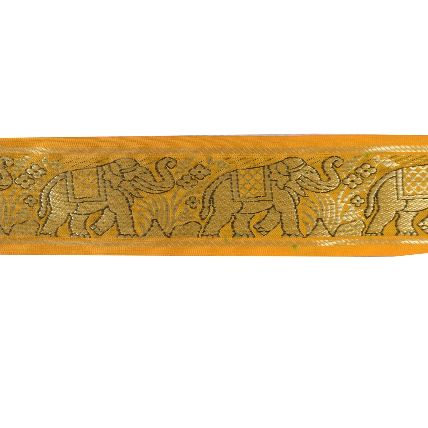 Sanskriti Vintage 1 Yard Sari Border Hand Woven Trim Sewing Craft Yellow Lace