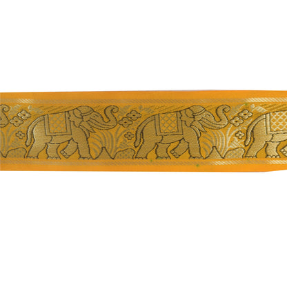 Sanskriti Vintage 1 Yard Sari Border Hand Woven Trim Sewing Craft Yellow Lace