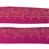Sanskriti Vintage 1 YD Sari Border Hand Embroidered Trim Sewing Craft Pink Lace