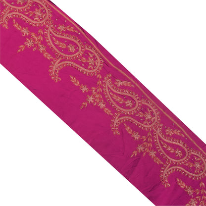 Sanskriti Vintage 1 YD Sari Border Hand Embroidered Trim Sewing Craft Pink Lace