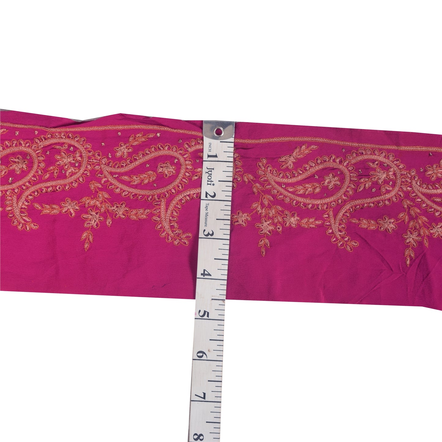 Sanskriti Vintage 1 YD Sari Border Hand Embroidered Trim Sewing Craft Pink Lace