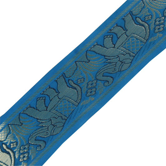 Sanskriti Vintage 1 YD Sari Border Elephant Hand Woven Trim Sewing Blue Lace