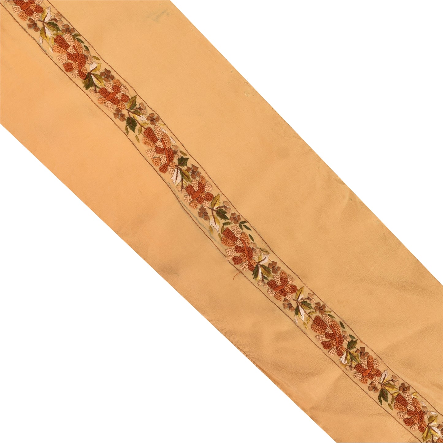 Sanskriti Vintage Sari Border Embroidered 1YD Trim Sewing Craft Peach Crepe Lace