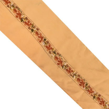 Sanskriti Vintage Sari Border Embroidered 1YD Trim Sewing Craft Peach Crepe Lace