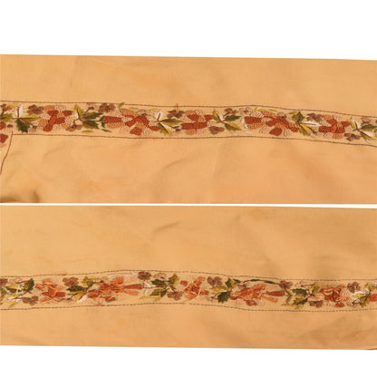 Sanskriti Vintage Sari Border Embroidered 1YD Trim Sewing Craft Peach Crepe Lace