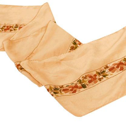 Sanskriti Vintage Sari Border Embroidered 1YD Trim Sewing Craft Peach Crepe Lace