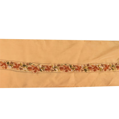 Sanskriti Vintage Sari Border Embroidered 1YD Trim Sewing Craft Peach Crepe Lace