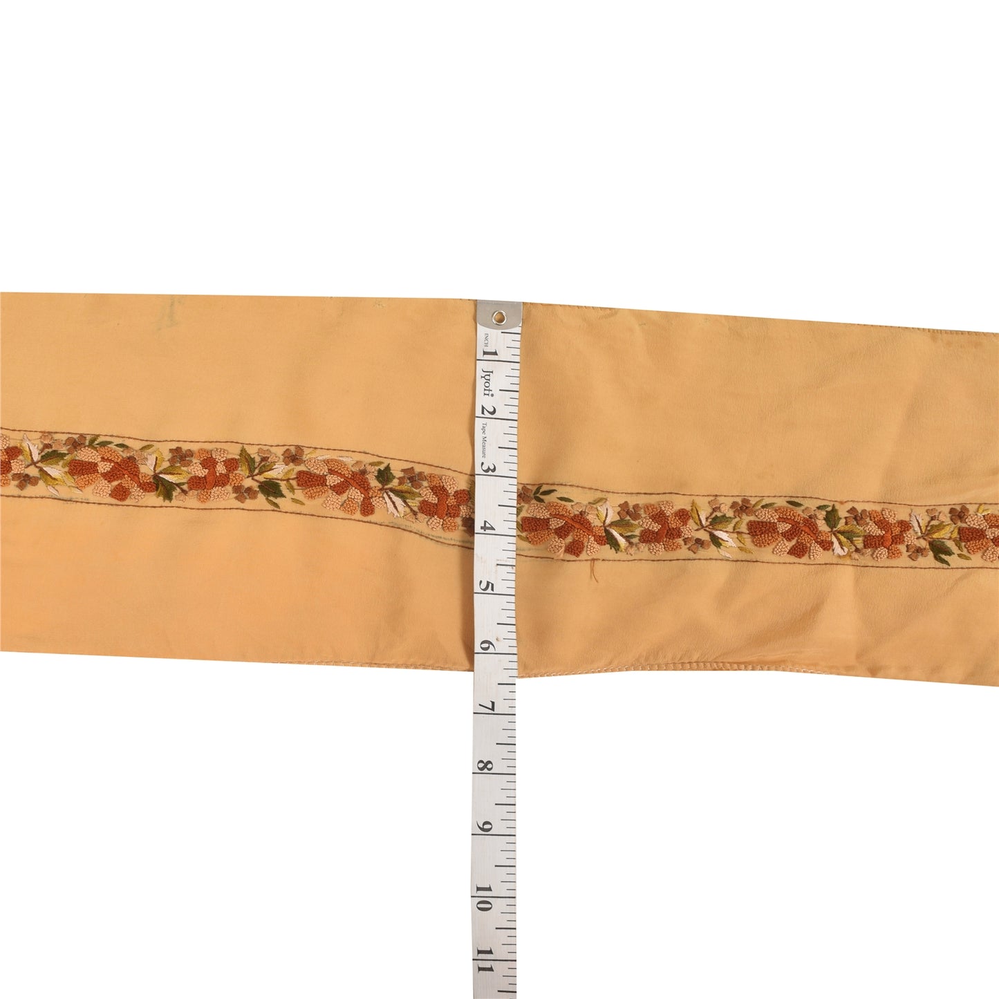 Sanskriti Vintage Sari Border Embroidered 1YD Trim Sewing Craft Peach Crepe Lace