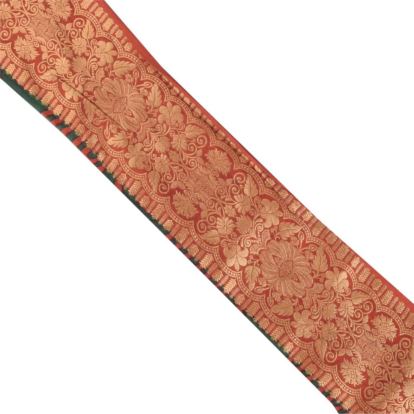 Sanskriti Vintage Sari Border Red Brocade Woven 1 YD Craft Projects Trim 3.2Lace