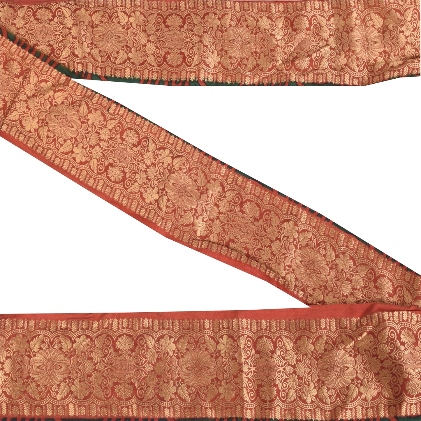 Sanskriti Vintage Sari Border Red Brocade Woven 1 YD Craft Projects Trim 3.2Lace