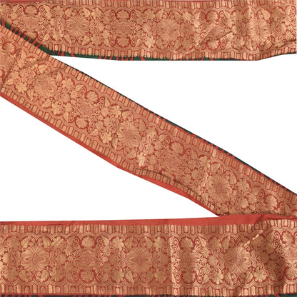 Sanskriti Vintage Sari Border Red Brocade Woven 1 YD Craft Projects Trim 3.2Lace