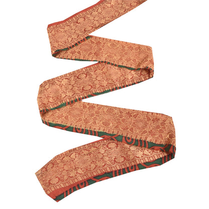 Sanskriti Vintage Sari Border Red Brocade Woven 1 YD Craft Projects Trim 3.2Lace