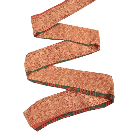 Sanskriti Vintage Sari Border Red Brocade Woven 1 YD Craft Projects Trim 3.2Lace