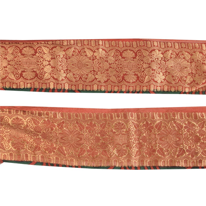 Sanskriti Vintage Sari Border Red Brocade Woven 1 YD Craft Projects Trim 3.2Lace