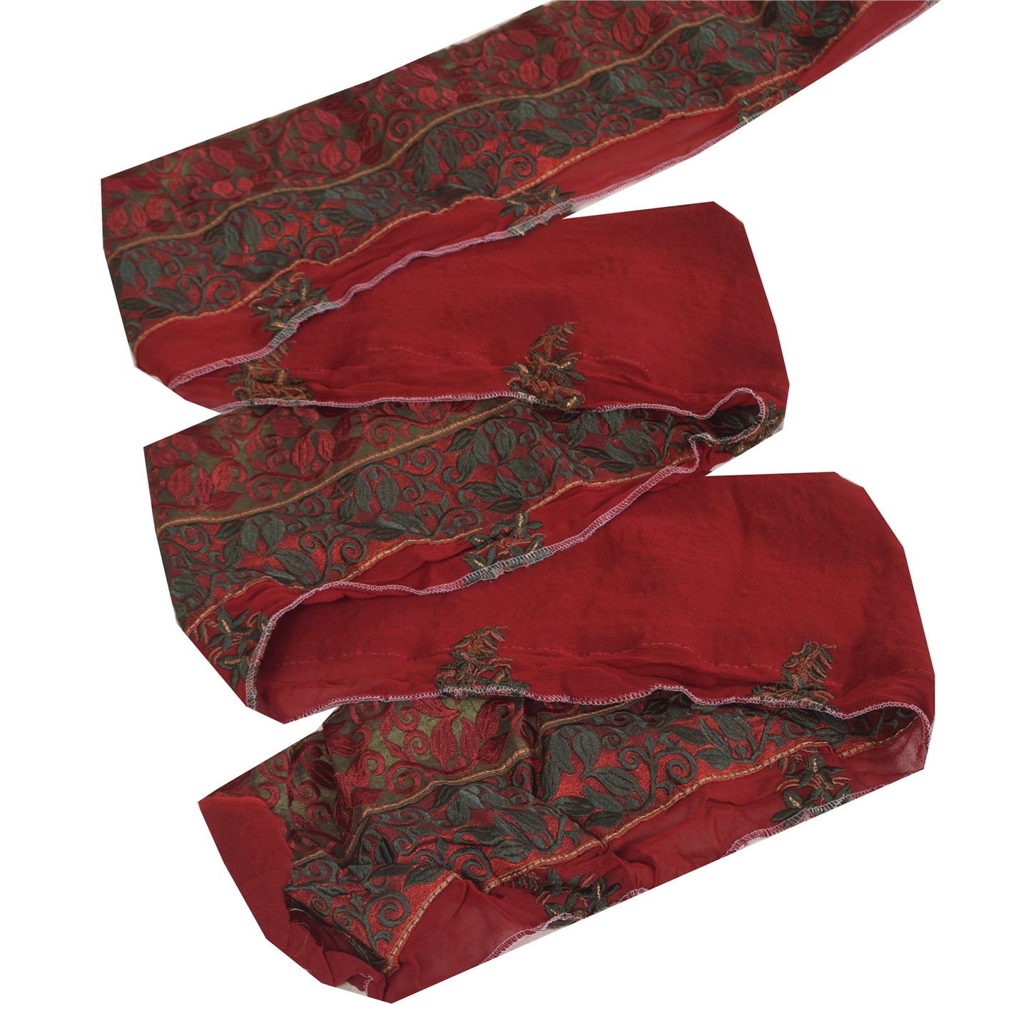 Sanskriti Vintage Sari Border Embroidered Thread 1 YD Craft Trim Red 5"W Lace