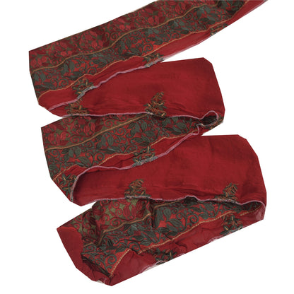 Sanskriti Vintage Sari Border Embroidered Thread 1 YD Craft Trim Red 5"W Lace