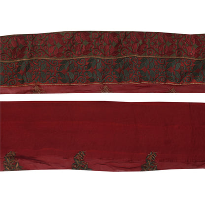 Sanskriti Vintage Sari Border Embroidered Thread 1 YD Craft Trim Red 5"W Lace