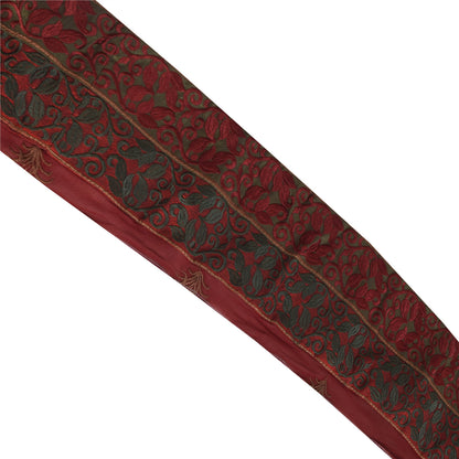 Sanskriti Vintage Sari Border Embroidered Thread 1 YD Craft Trim Red 5"W Lace