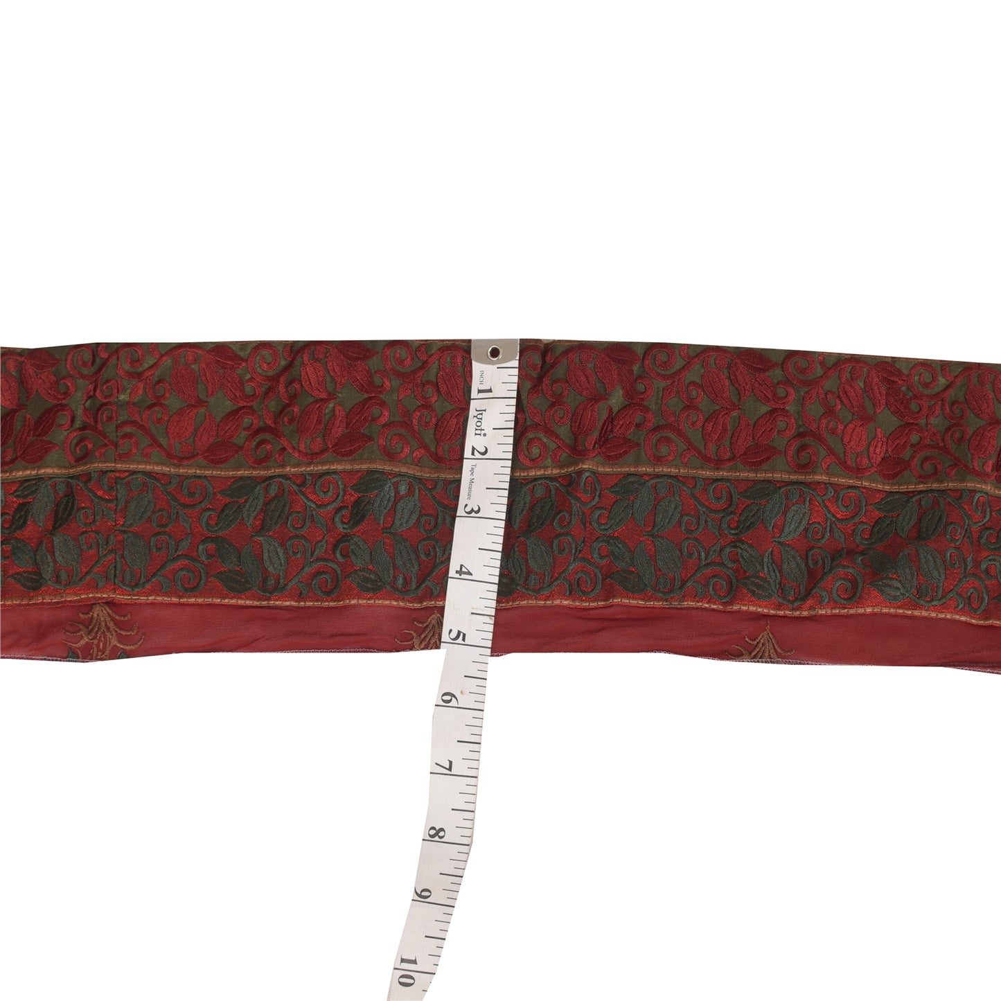 Sanskriti Vintage Sari Border Embroidered Thread 1 YD Craft Trim Red 5"W Lace