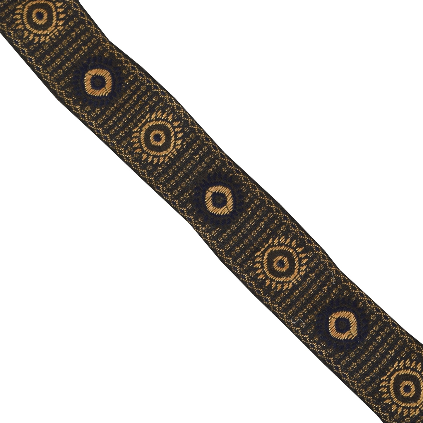 Sanskriti Vintage Sari Border 1YD Cotton Woven Craft Trim Black Lace 1.4w Ribbon