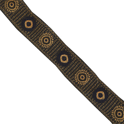 Sanskriti Vintage Sari Border 1YD Cotton Woven Craft Trim Black Lace 1.4w Ribbon