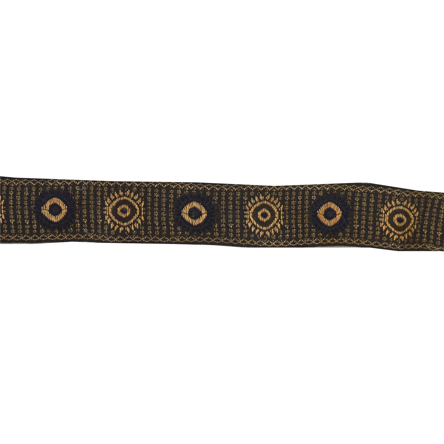 Sanskriti Vintage Sari Border 1YD Cotton Woven Craft Trim Black Lace 1.4w Ribbon