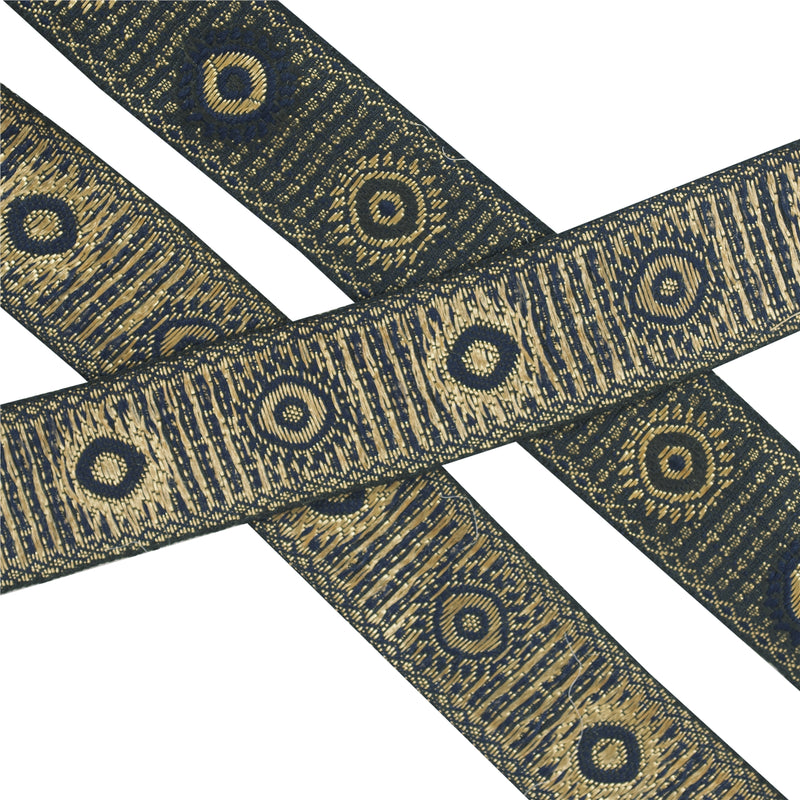 Sanskriti Vintage Sari Border 1YD Cotton Woven Craft Trim Black Lace 1.4w Ribbon