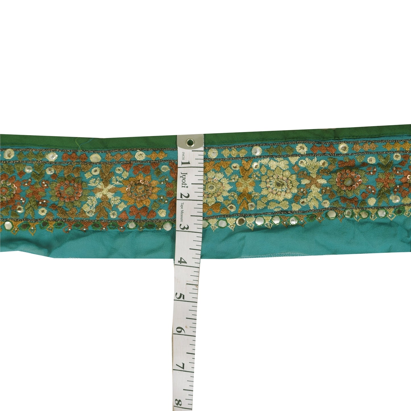 Sanskriti Vintage Sari Border Blue Embroidered 1 YD Trim 3.7w Lace Craft Sewing