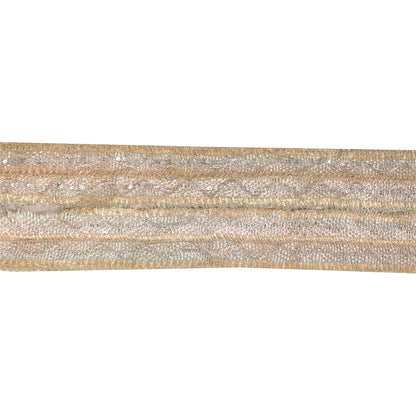 Sanskriti Vintage 1 YD Sari Border Sequins Trim Sewing Craft Golden Thread Lace