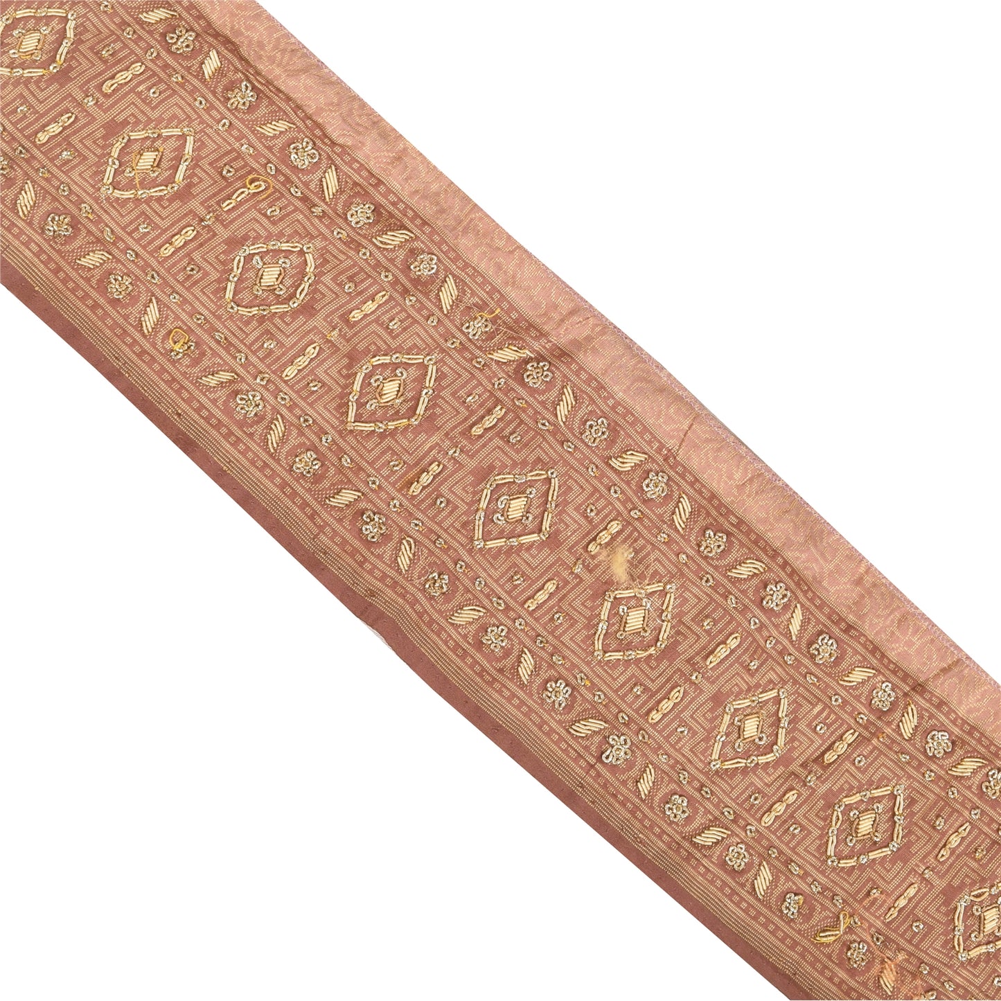 Sanskriti Vintage 1 YD Sari Border Hand Embroidered Pink Trim Sewing Craft Lace