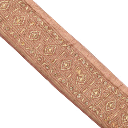 Sanskriti Vintage 1 YD Sari Border Hand Embroidered Pink Trim Sewing Craft Lace