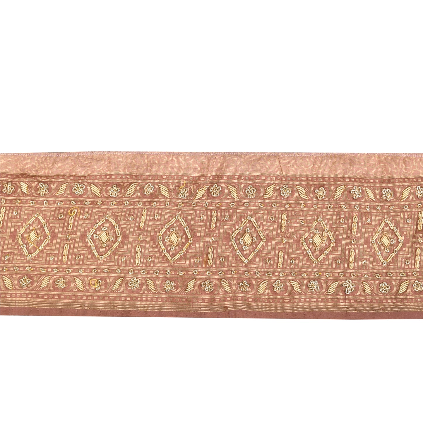 Sanskriti Vintage 1 YD Sari Border Hand Embroidered Pink Trim Sewing Craft Lace