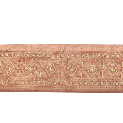 Sanskriti Vintage 1 YD Sari Border Hand Embroidered Pink Trim Sewing Craft Lace