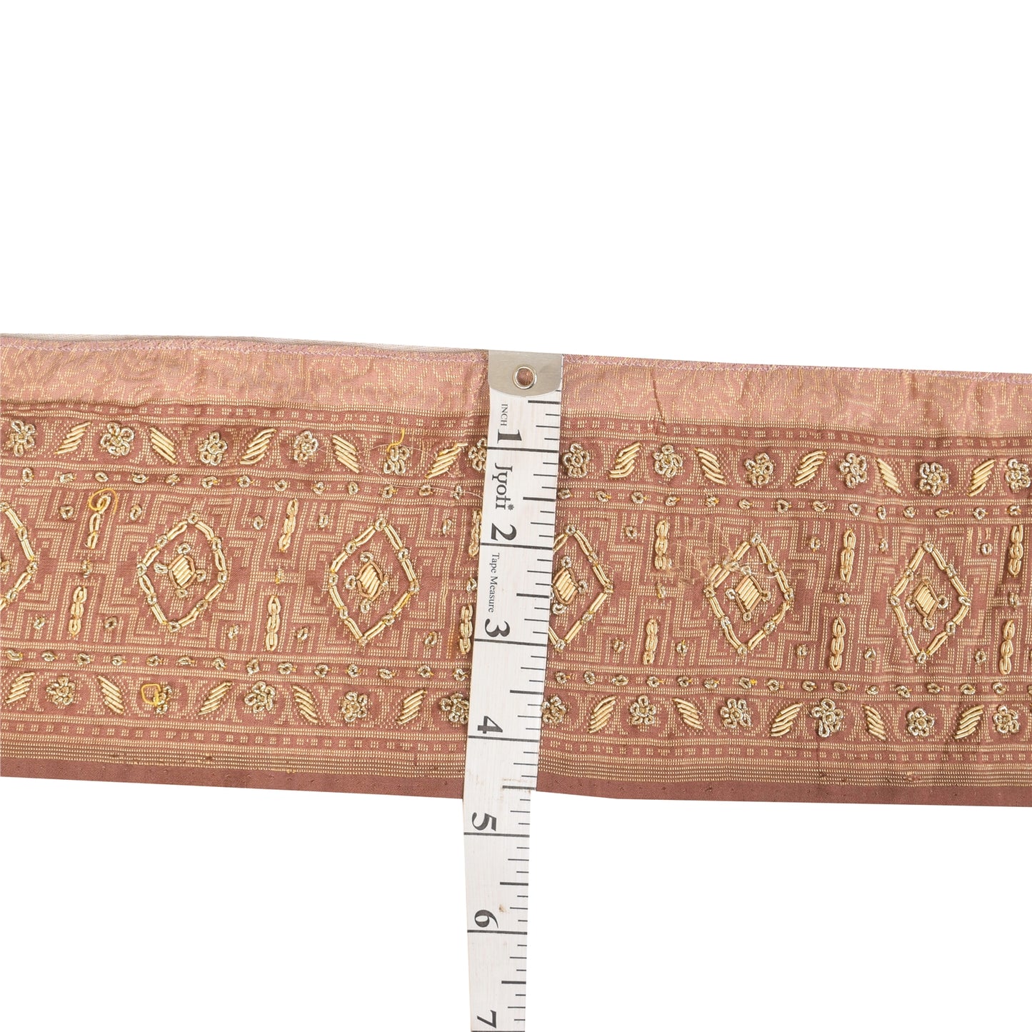 Sanskriti Vintage 1 YD Sari Border Hand Embroidered Pink Trim Sewing Craft Lace