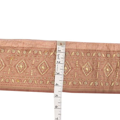 Sanskriti Vintage 1 YD Sari Border Hand Embroidered Pink Trim Sewing Craft Lace