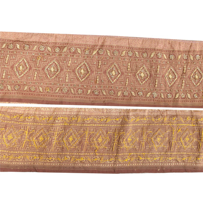 Sanskriti Vintage 1 YD Sari Border Hand Embroidered Pink Trim Sewing Craft Lace