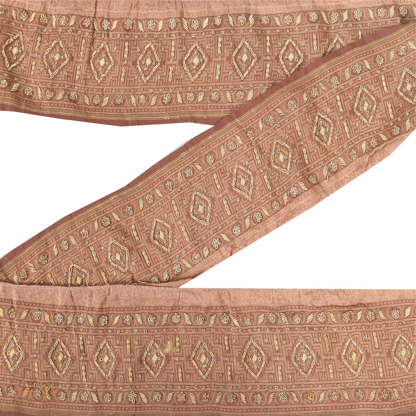 Sanskriti Vintage 1 YD Sari Border Hand Embroidered Pink Trim Sewing Craft Lace