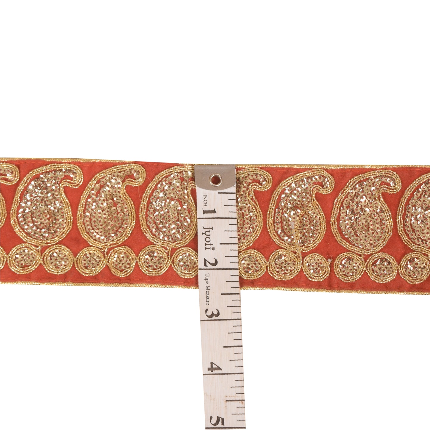 Sanskriti Vintage 1YD Sari Border Embroidered Trim Sewing Craft Orange Lace