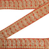 Sanskriti Vintage 1YD Sari Border Embroidered Trim Sewing Craft Orange Lace