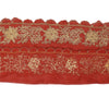 Sanskriti Vintage 1YD Sari Border Hand Embroidered ZardoziTrim Craft Orange Lace