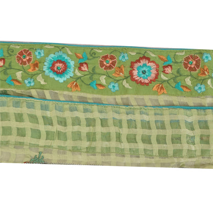 Sanskriti Vintage Sari Border Green Embroidered Thread 1 YD Craft Trim 2.6'WLace