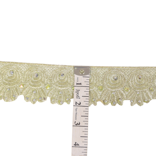 Sanskriti Vintage 1 YD Sari Border Embroidery Trim Sewing Craft Cream Decor Lace